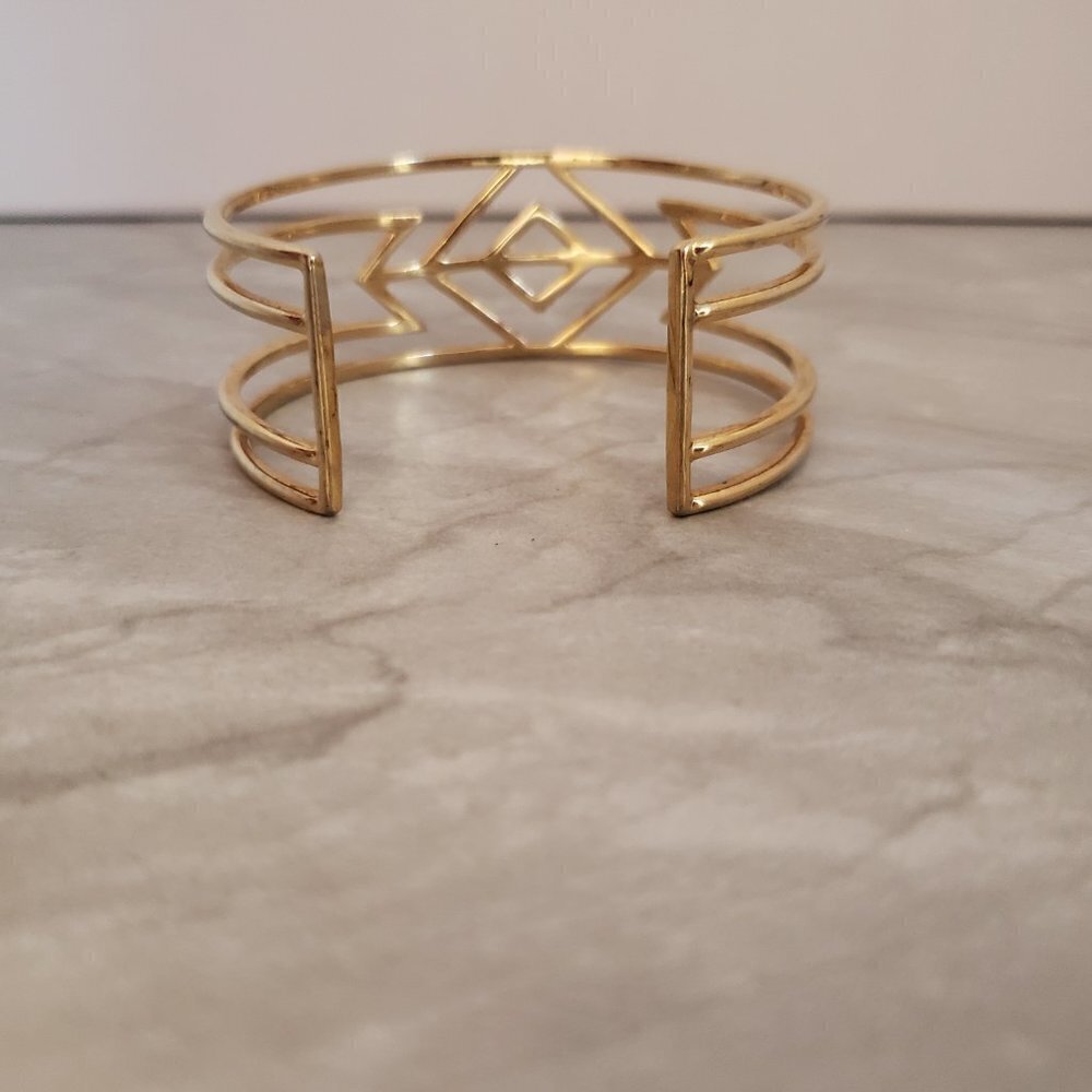 ✨ Stella and Dot Gold Black Rhinestones Crystal Pave Sphinx Cuff Bangle ✨ - Picture 4 of 11